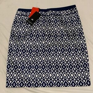Mario Serrani Navy and White Patterned Pencil Skirt tag still on